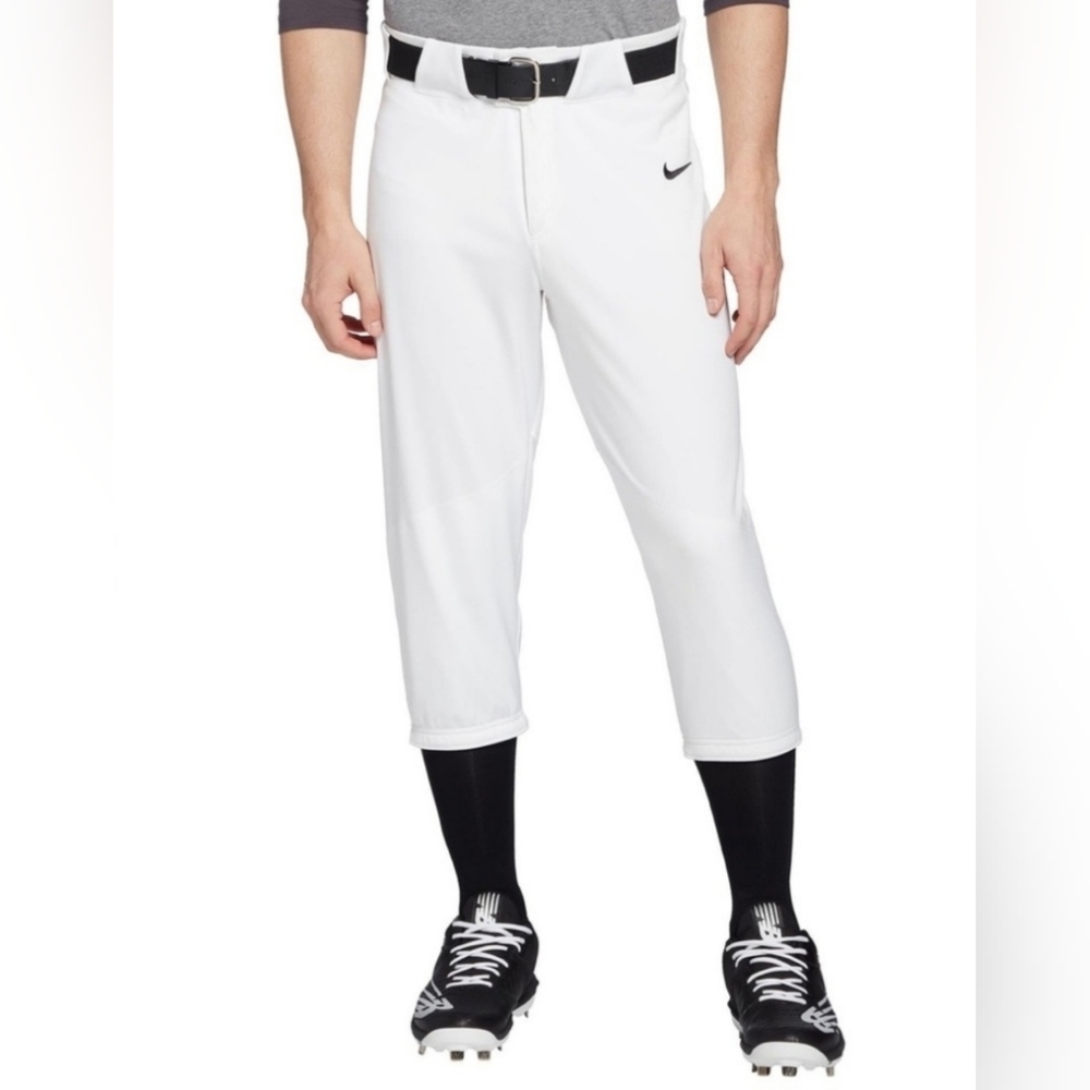 Nike White 3/4 Men's Baseball Pants with Black Accents